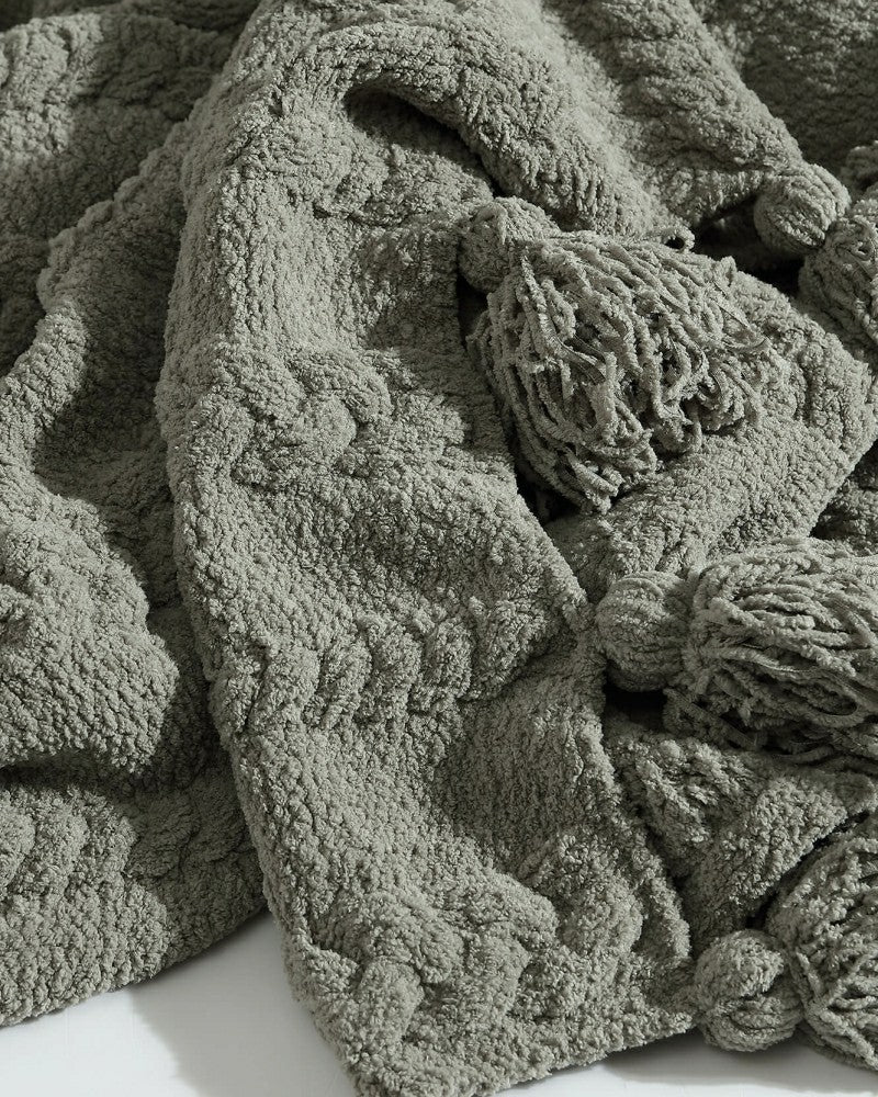 Braided Pom Pom Throw | Plow & Hearth