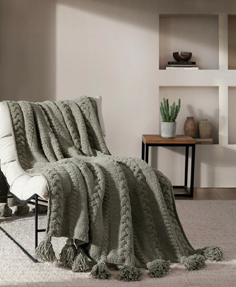 Braided Pom Pom Throw | Plow & Hearth