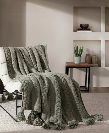Braided Pom Pom Throw | Plow & Hearth