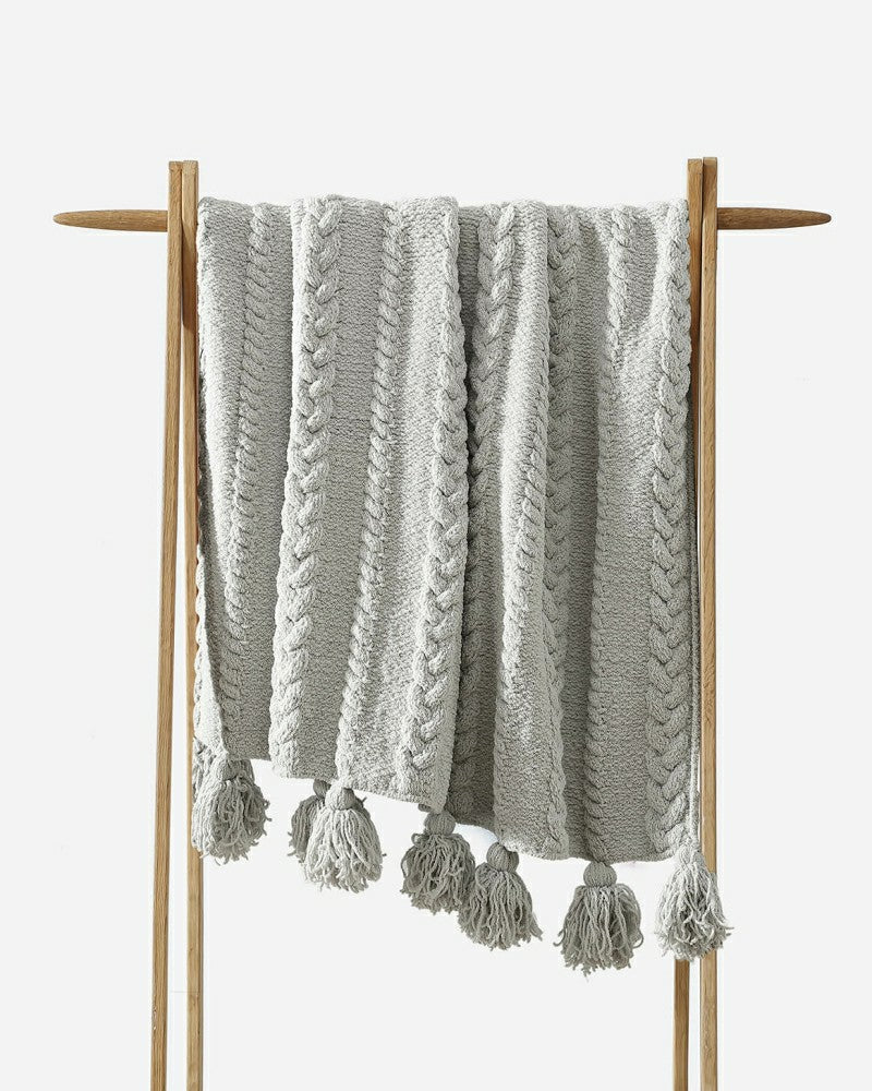 Braided Pom Pom Throw | Plow & Hearth