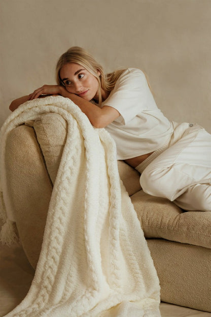 Braided Pom Pom Throw | Plow & Hearth
