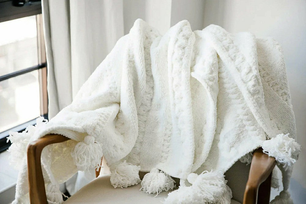 Braided Pom Pom Throw | Plow & Hearth