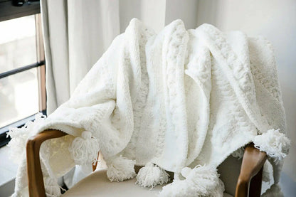 Braided Pom Pom Throw | Plow & Hearth