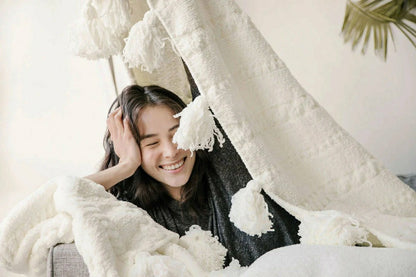 Braided Pom Pom Throw | Plow & Hearth