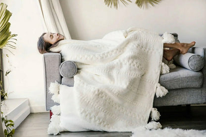 Braided Pom Pom Throw | Plow & Hearth