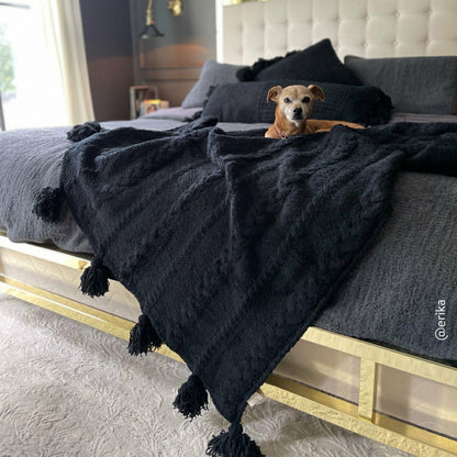 Braided Pom Pom Throw | Plow & Hearth