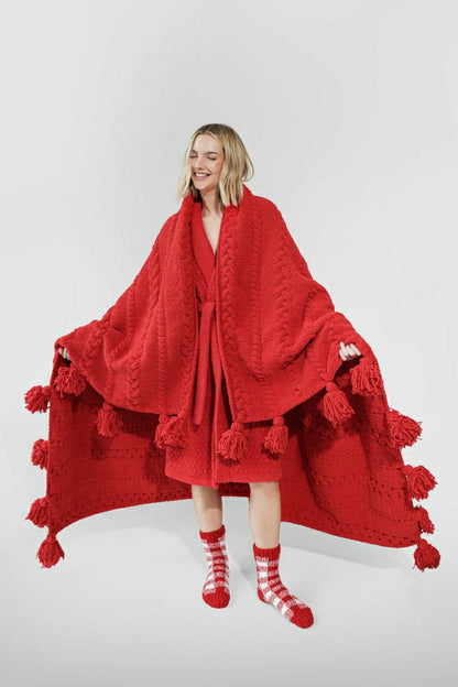 Braided Pom Pom Throw | Plow & Hearth
