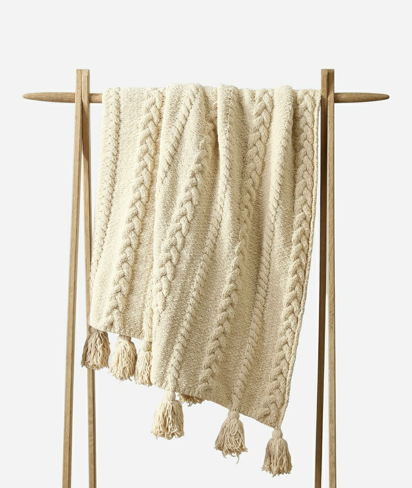 Braided Pom Pom Throw | Plow & Hearth