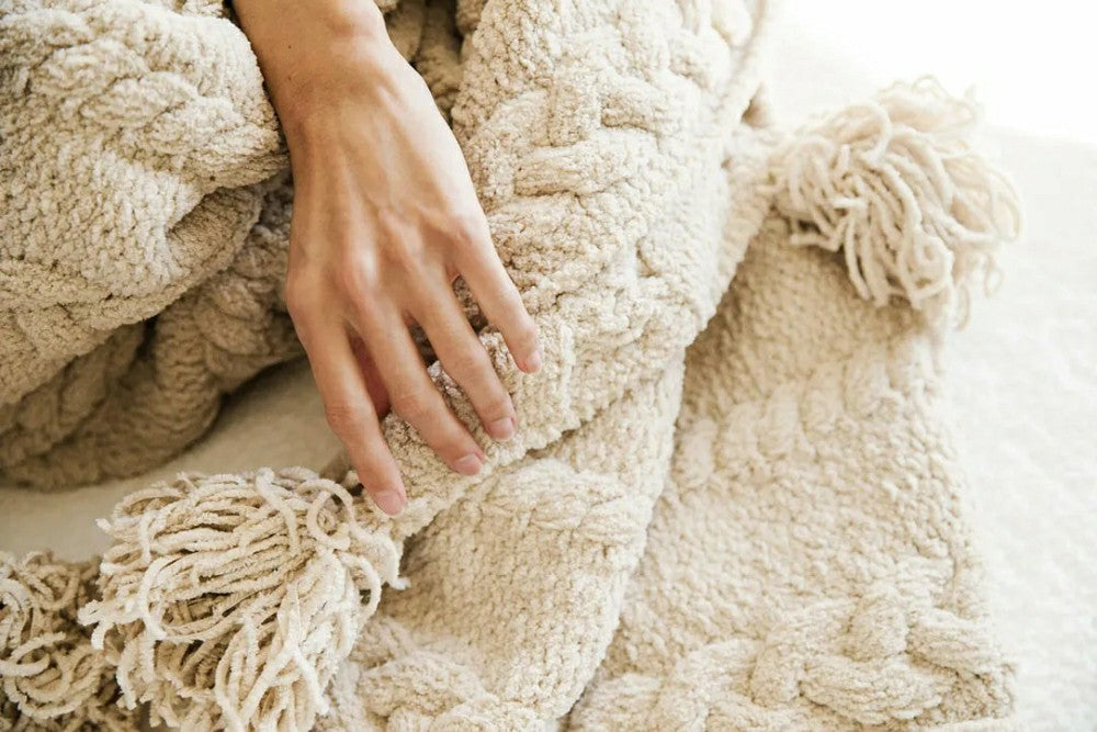 Braided Pom Pom Throw | Plow & Hearth