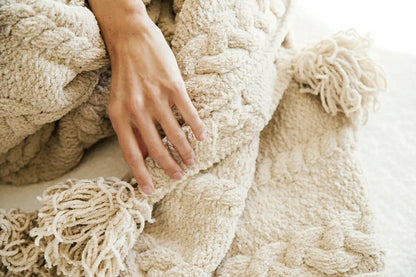 Braided Pom Pom Throw | Plow & Hearth