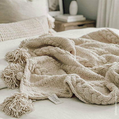 Braided Pom Pom Throw | Plow & Hearth