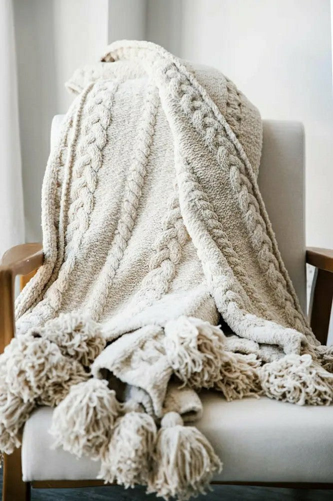 Braided Pom Pom Throw | Plow & Hearth