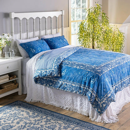 Porcelain Rose Blue Floral Reversible Bedding, King Duvet | Plow & Hearth