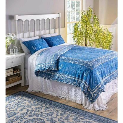 Porcelain Rose Blue Floral Reversible Bedding, King Duvet | Plow & Hearth