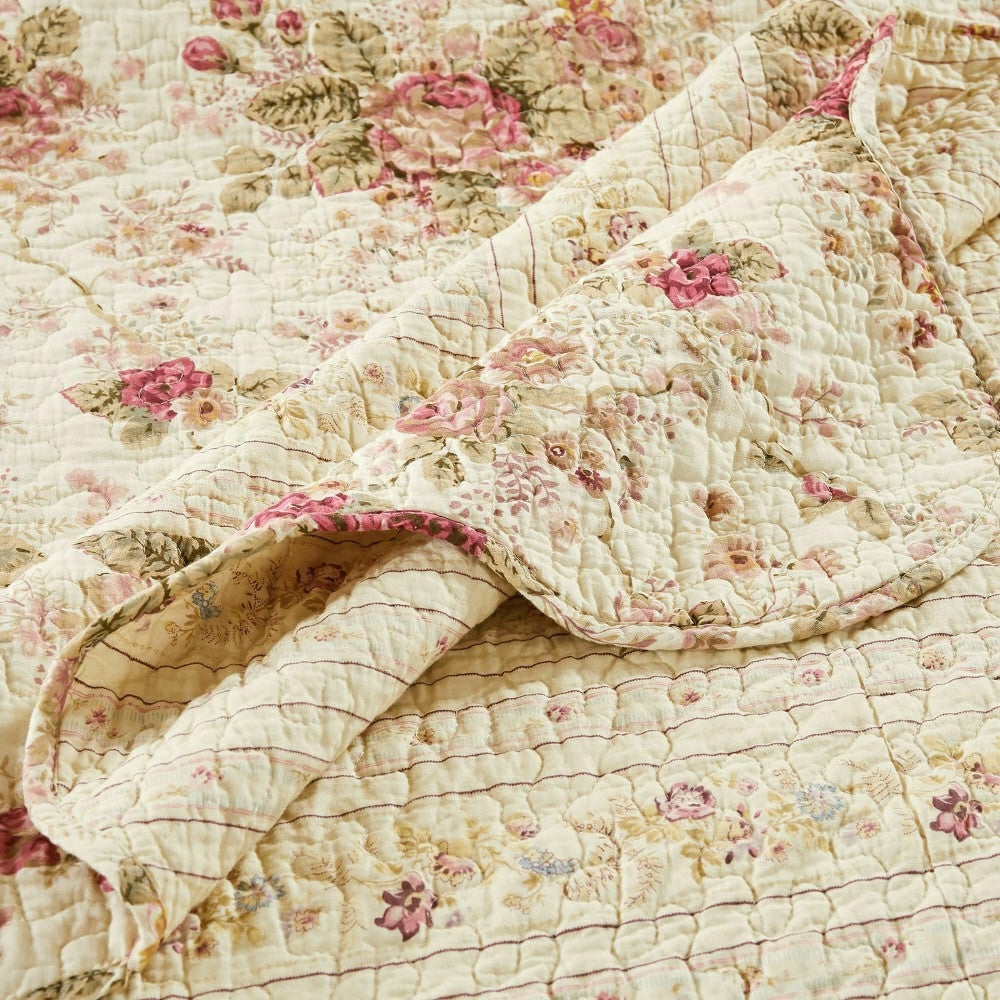 Vintage Rose Garden Reversible Quilt, 3 Piece Full/Queen Set | Plow & Hearth