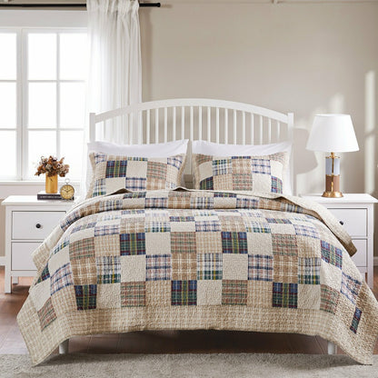 Sarah Cotton Quilted Reversible Bedding Set, Full/Queen | Plow & Hearth