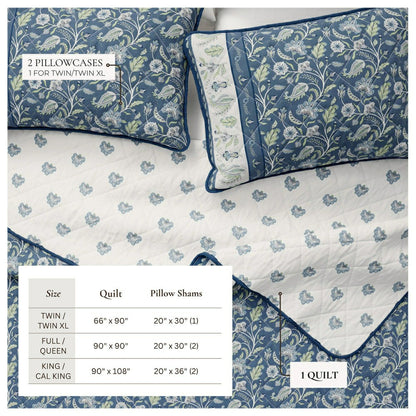 Indira Floral Boho Printed Cotton Quilt Set | Plow & Hearth