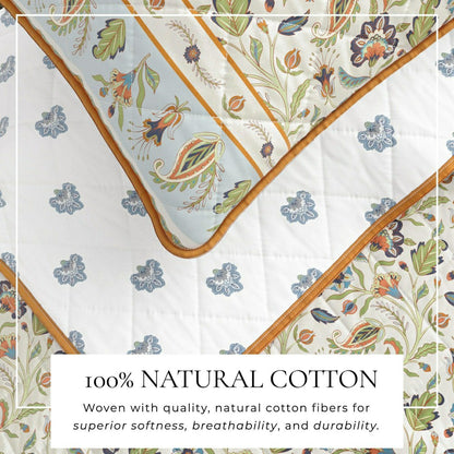 Indira Floral Boho Printed Cotton Quilt Set | Plow & Hearth