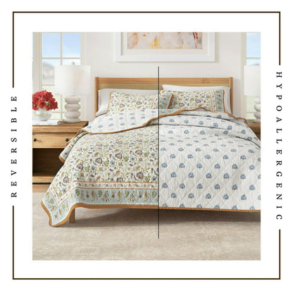 Indira Floral Boho Printed Cotton Quilt Set | Plow & Hearth