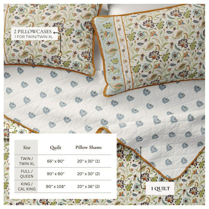 Indira Floral Boho Printed Cotton Quilt Set | Plow & Hearth