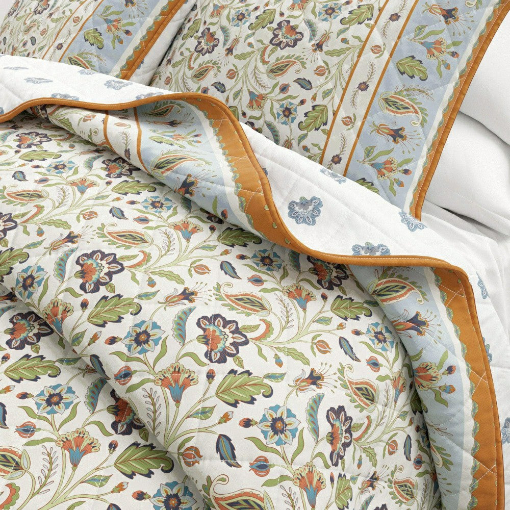 Indira Floral Boho Printed Cotton Quilt Set | Plow & Hearth