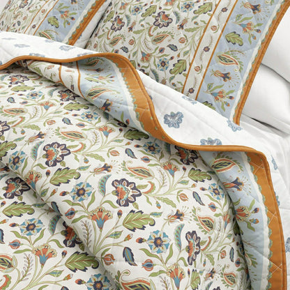 Indira Floral Boho Printed Cotton Quilt Set | Plow & Hearth