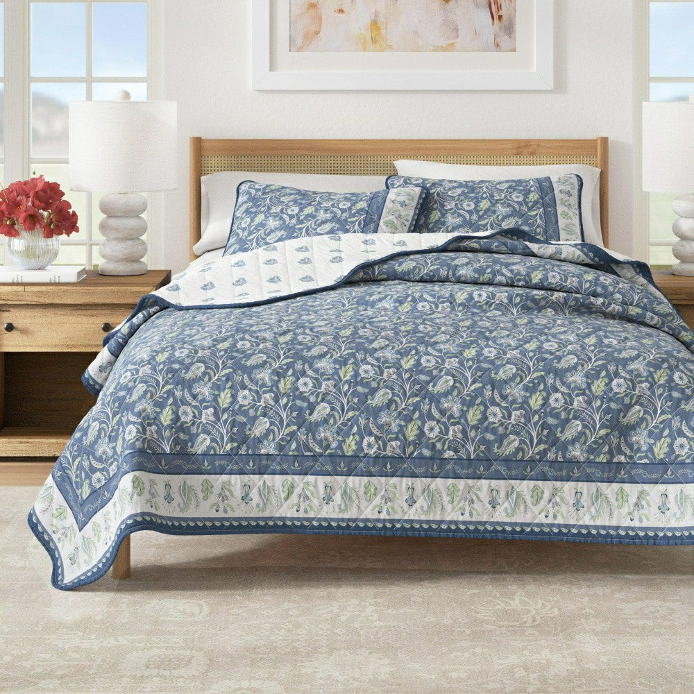 Indira Floral Boho Printed Cotton Quilt Set | Plow & Hearth
