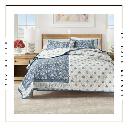 Indira Floral Boho Printed Cotton Quilt Set | Plow & Hearth