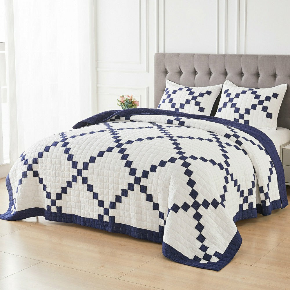Irish Chain Patchwork Cotton Quilt Set | Plow & Hearth