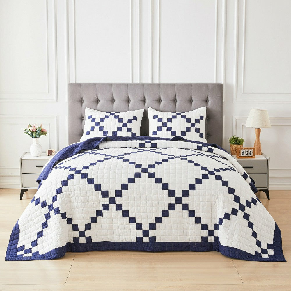 Irish Chain Patchwork Cotton Quilt Set | Plow & Hearth