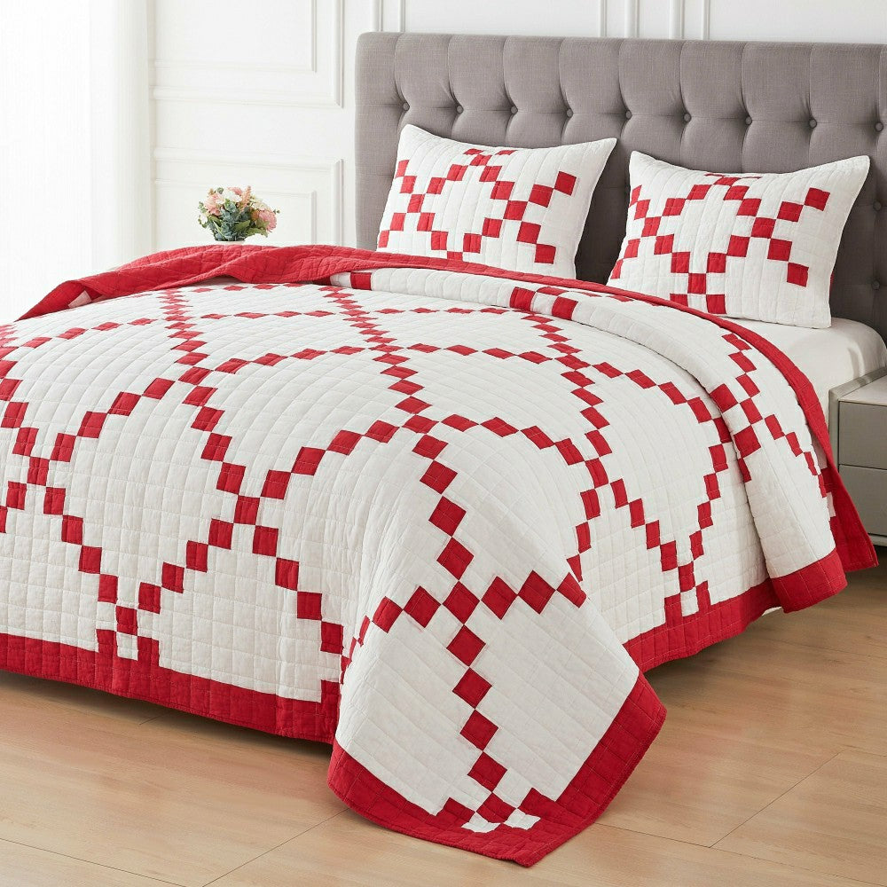 Irish Chain Patchwork Cotton Quilt Set | Plow & Hearth