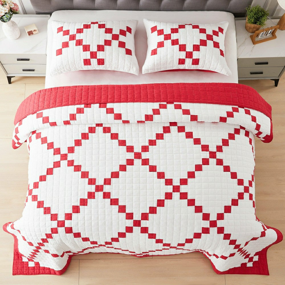 Irish Chain Patchwork Cotton Quilt Set | Plow & Hearth
