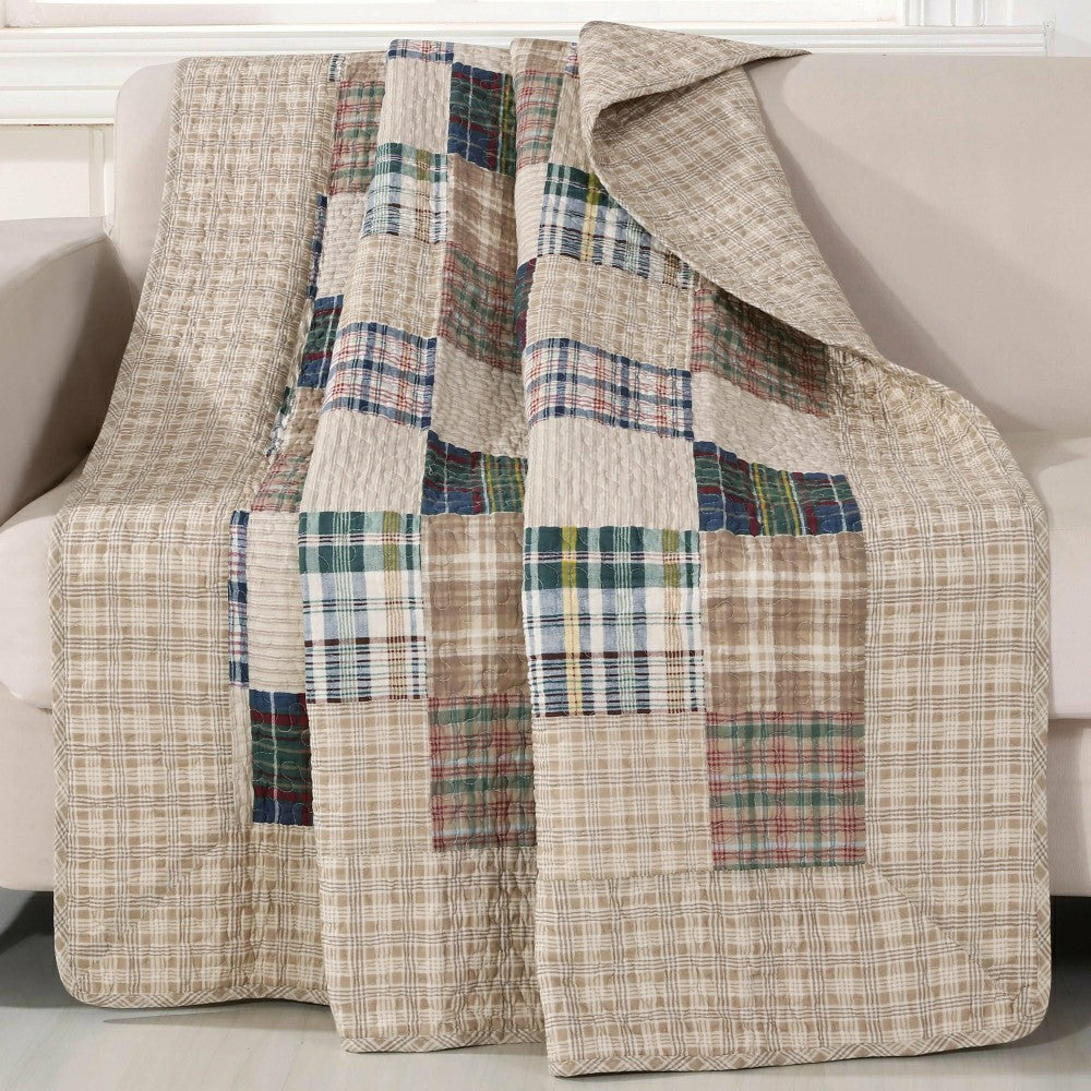 Sarah Cotton Quilted Bedding Set, 50"L x 60"L Throw | Plow & Hearth