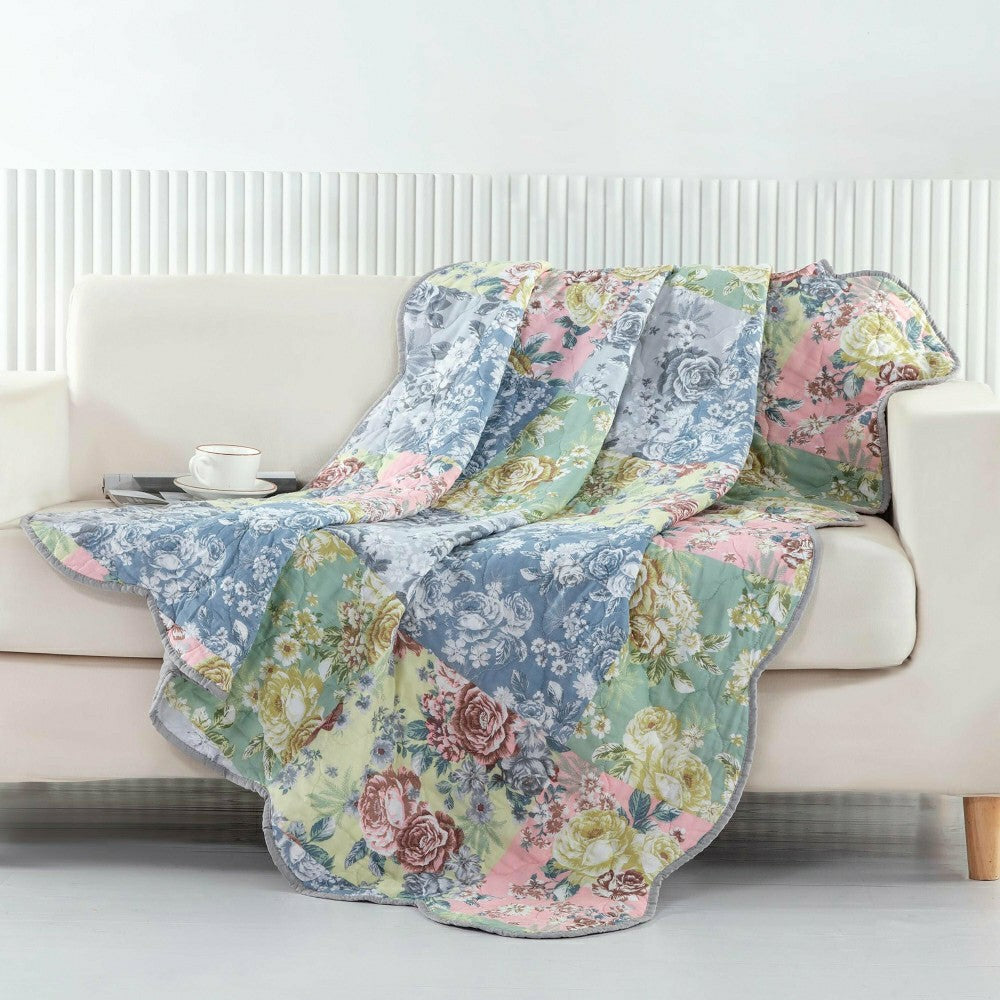 Deborah Quilted Bedding Set, 50"L x 60"W Throw | Plow & Hearth