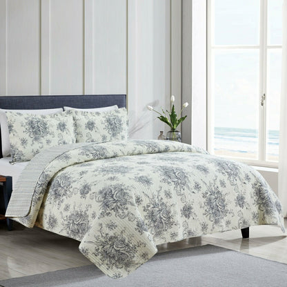 Toile Reversible Cotton Quilt Set | Plow & Hearth