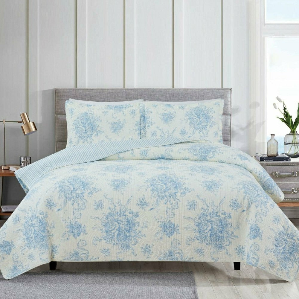 Toile Reversible Cotton Quilt Set | Plow & Hearth
