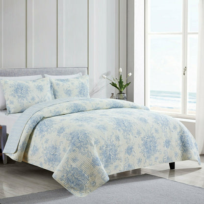 Toile Reversible Cotton Quilt Set | Plow & Hearth
