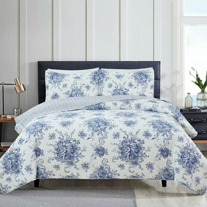 Toile Reversible Cotton Quilt Set | Plow & Hearth