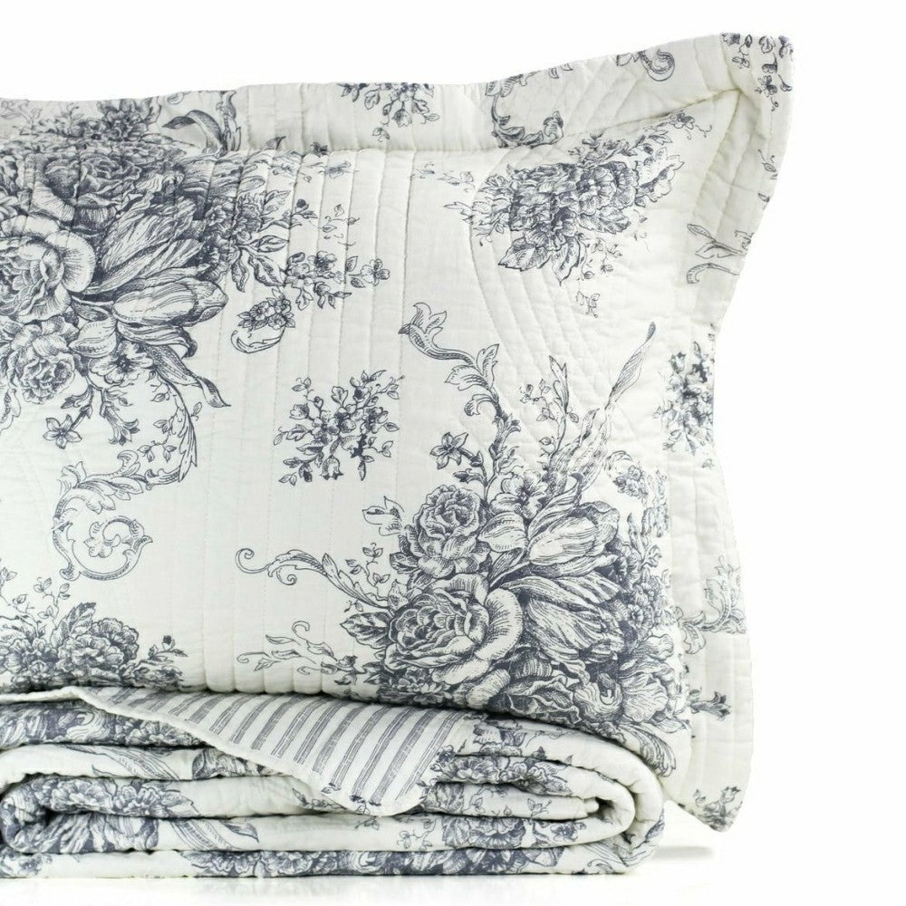 Toile Reversible Cotton Quilt Set | Plow & Hearth