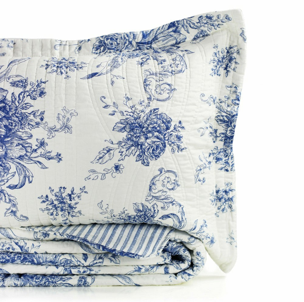 Toile Reversible Cotton Quilt Set | Plow & Hearth