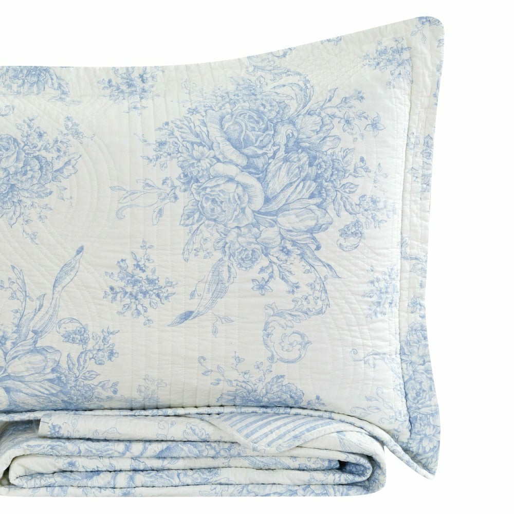 Toile Reversible Cotton Quilt Set | Plow & Hearth
