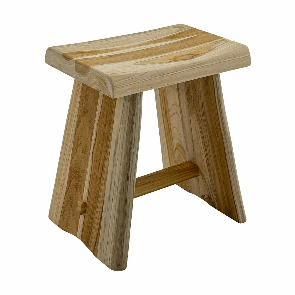 Salem Teak Shower and Bath Stool with Curved Seat | Plow & Hearth