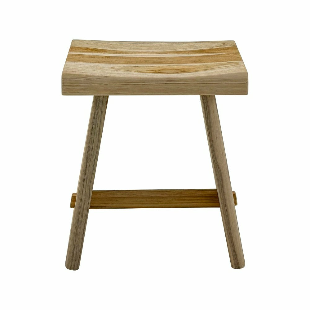 Salem Teak Shower and Bath Stool with Curved Seat | Plow & Hearth