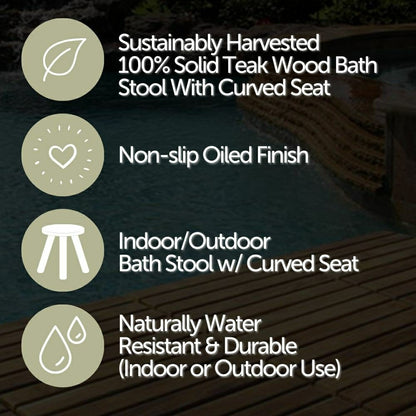 Salem Teak Shower and Bath Stool with Curved Seat | Plow & Hearth