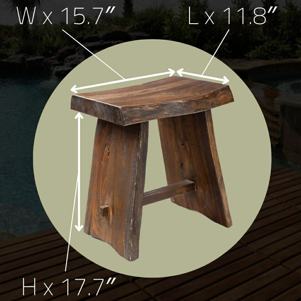 Salem Teak Shower and Bath Stool with Curved Seat | Plow & Hearth