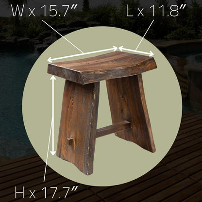 Salem Teak Shower and Bath Stool with Curved Seat | Plow & Hearth