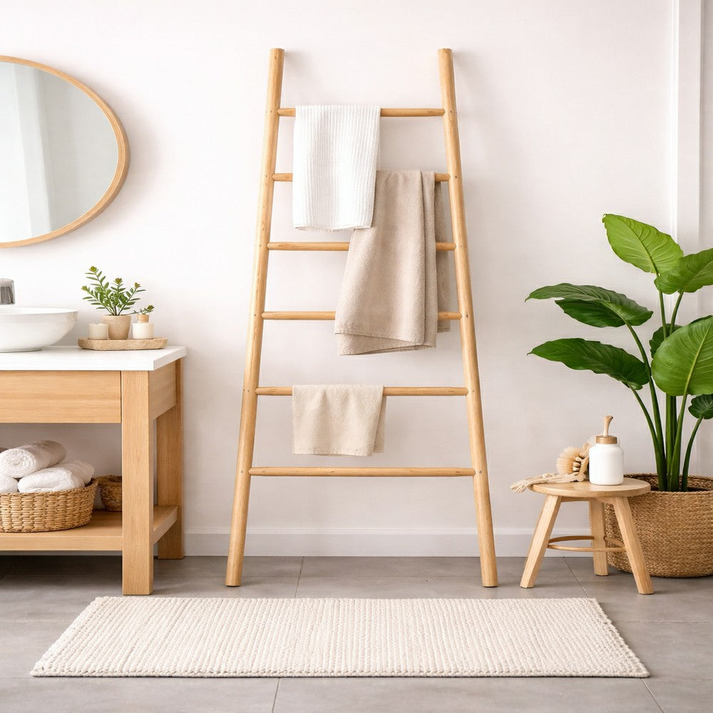 Natural Teak Branch Towel Ladder | Plow & Hearth