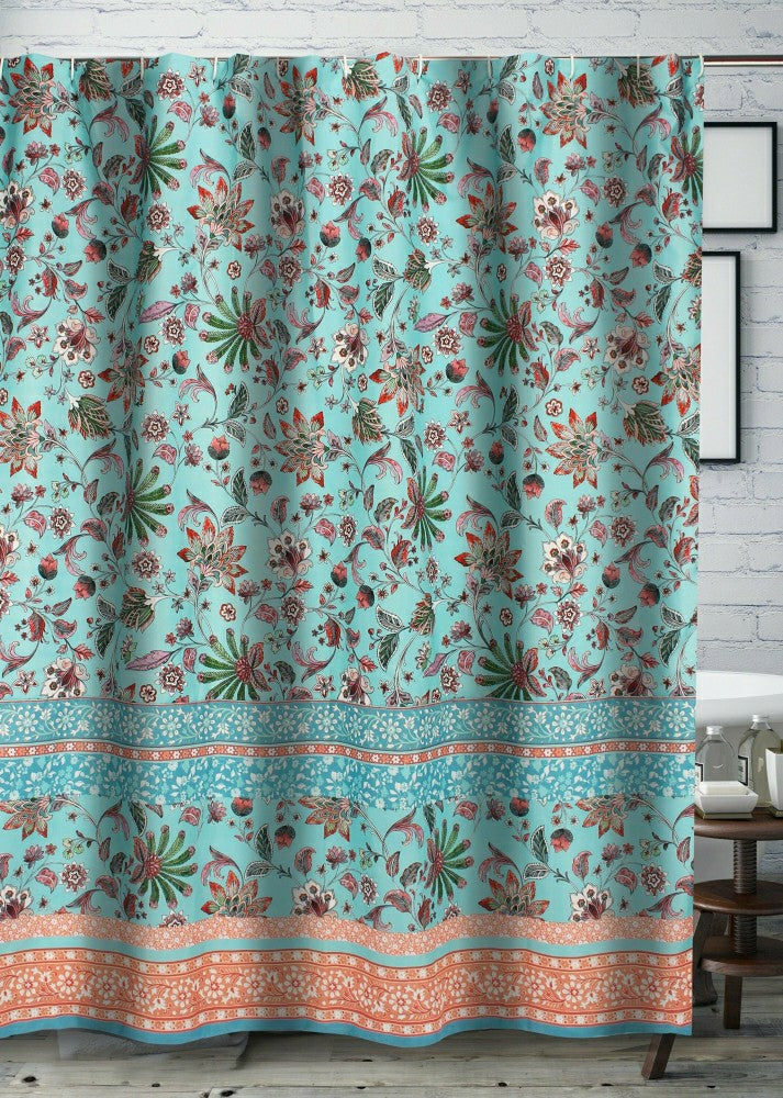 Audrey Turquoise Shower Curtain | Plow & Hearth