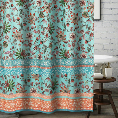 Audrey Turquoise Shower Curtain | Plow & Hearth