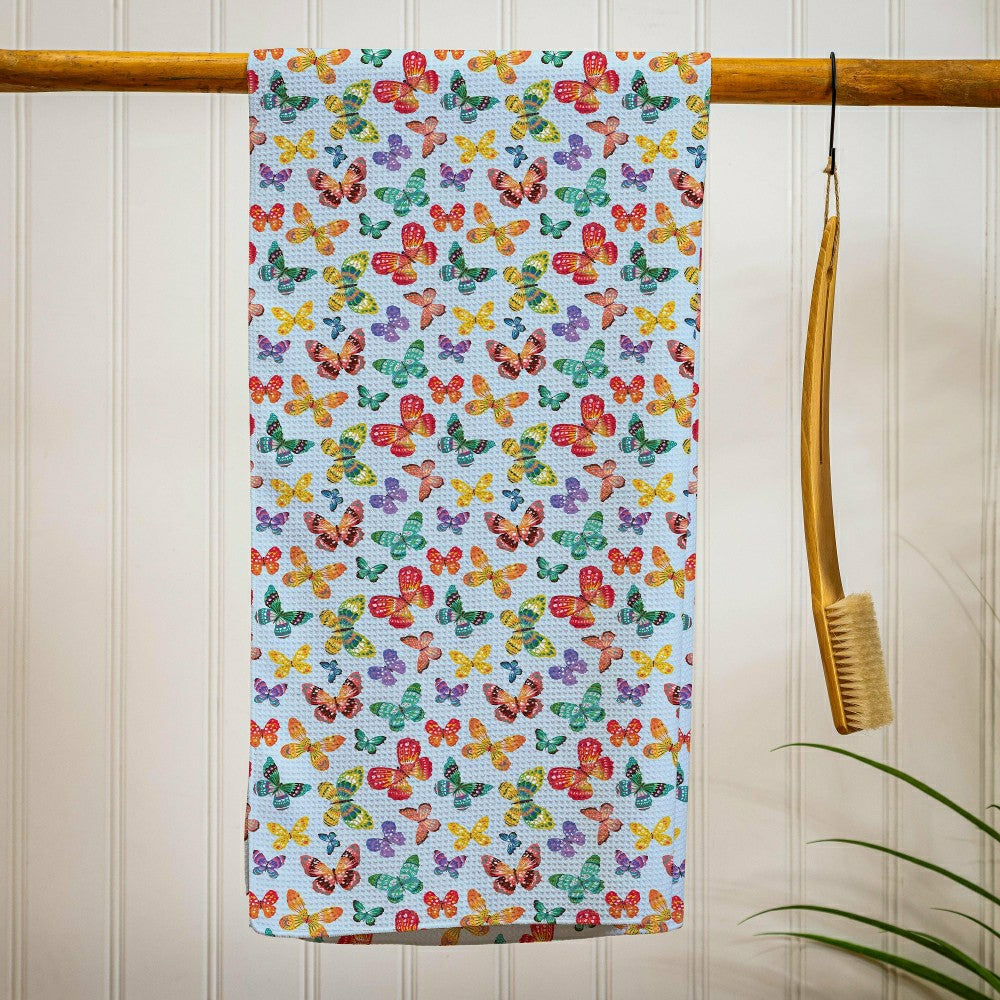 Butterfly Toile Quick Dry Towel and Matching Carrying Case, 60" x 30" | Plow & Hearth